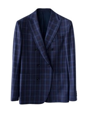 HACKETT MAYFAIR Double Breasted Loro Piana Navy Luxury Blazer | Blue Plaid 38R